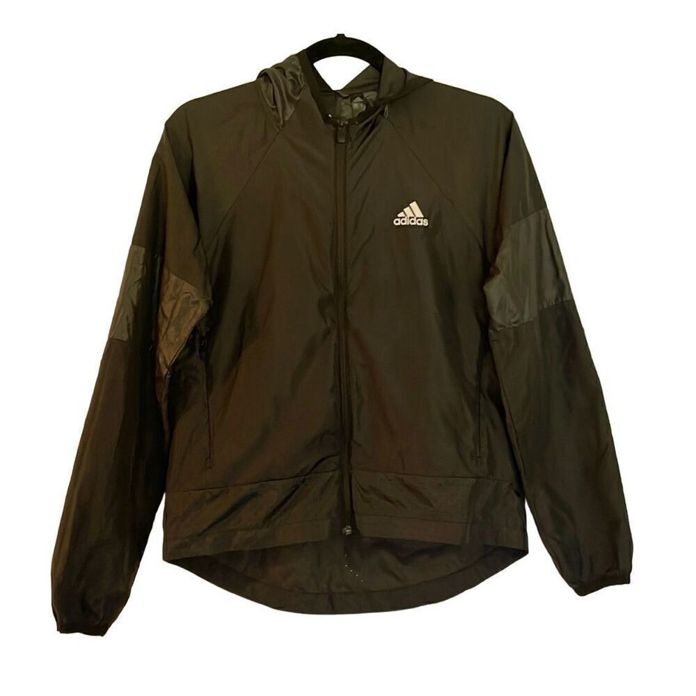 Adidas black hooded windbreaker jacket XS